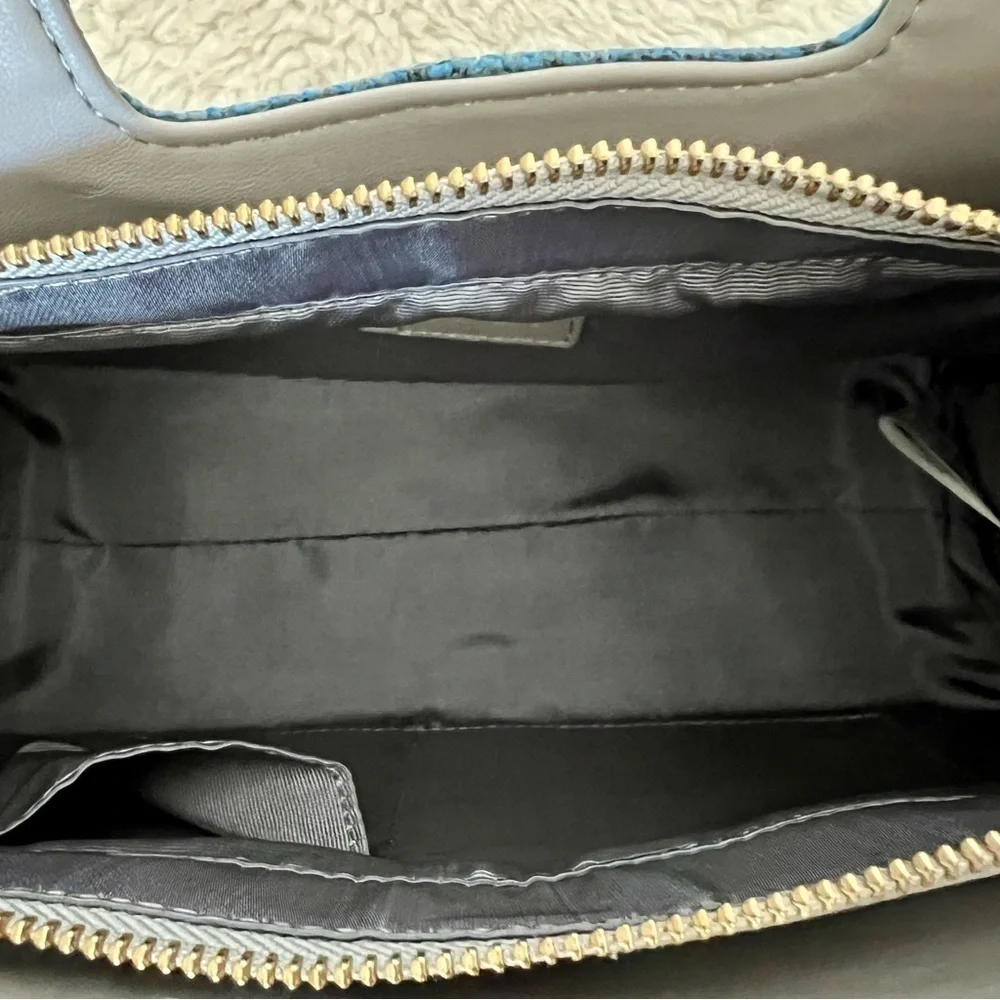 Lupuy Snakes Skin Print Blue/Gray Leather Handbag/Satchels Bag
